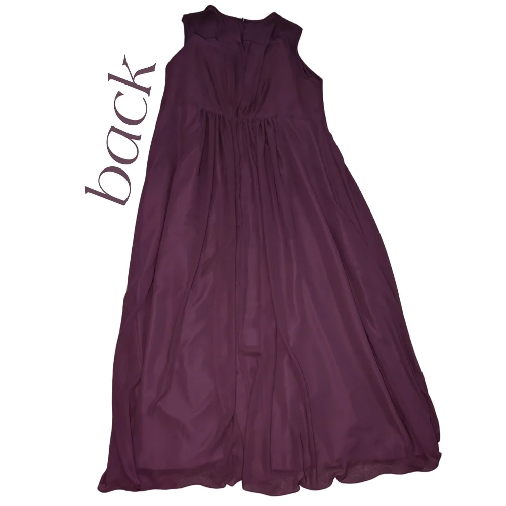 NWT Duntery Purple Chiffon Floor Length Bridesmaid Dress, Plus Size 24 - Picture 10 of 13